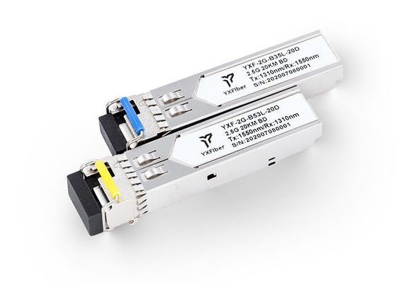 EMI rendah 3.3V 20km 2.5G SFP Optical Transceiver